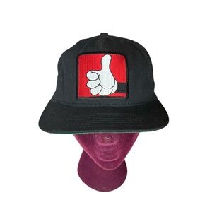 Vintage Goofy's Hat Co. Disney Mickey Mouse Thumb Up Black Snapback Hat